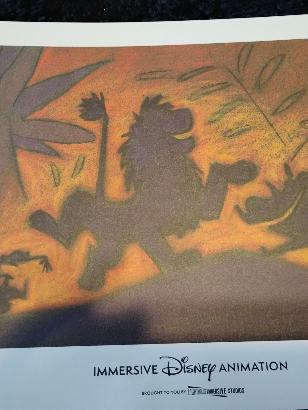 Immersive Disney Animation Scar & Pumbaa Silhouette Art Print - Orange and Black